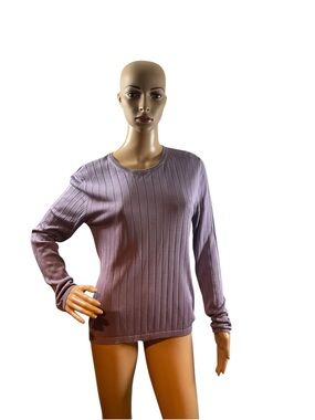 august silk Lavender Ribbed Long Sleeve Sweater